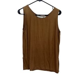 Vintage 90s La Vogue Brown Rayon Tank Top S‎ Minimalist Capsule